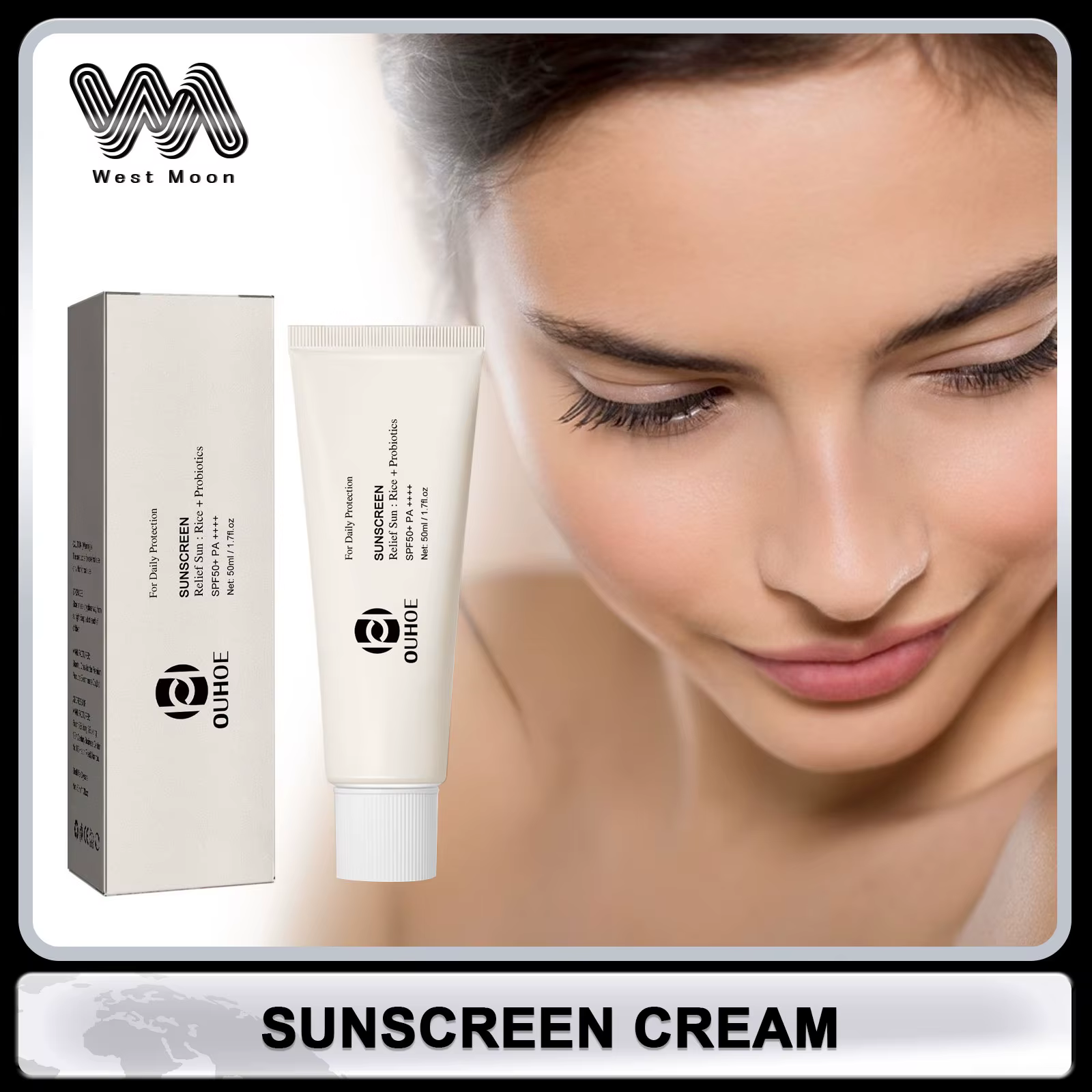 Rice Spf 50-Crème Solaire UV pour le Visage, Isolation Durable, Hydratante, Imperméable, Anti-Transp