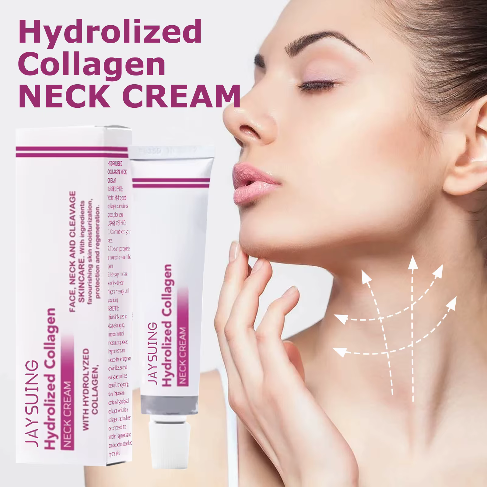 Silvertsuing-Crème au collagène hydrolysée pour le cou, lisse et éclaircit, déforme, hydratant, ridu