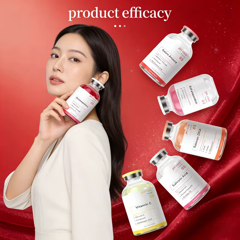 Ampoules à Jet d'acide hyaluronique, sérum pour le visage, Astaxanthine, Peptide de cuivre, collagèn