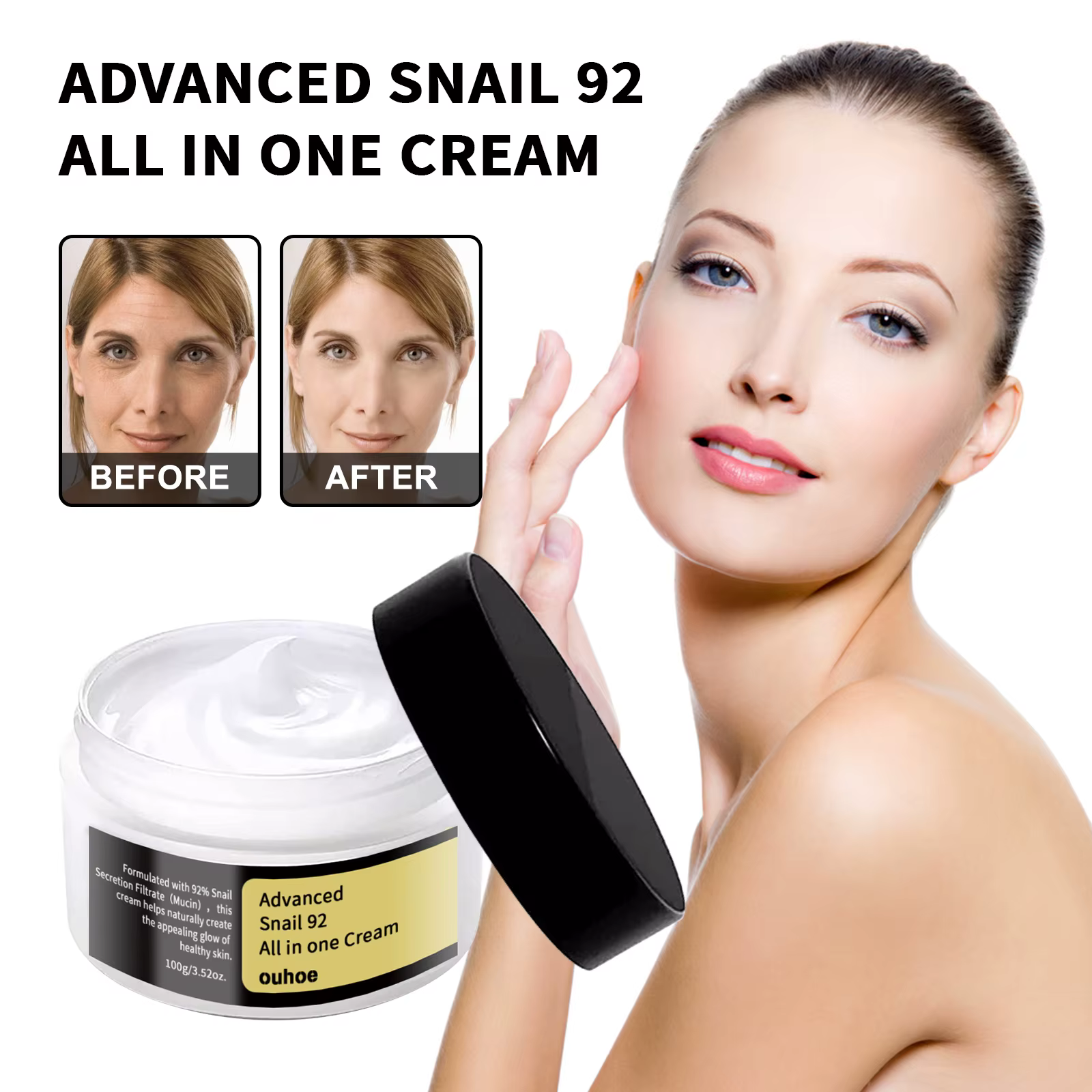 Crème pour le visage à la bave d'escargot E avancée, blanchissante, réparatrice, apaisante, peau sen