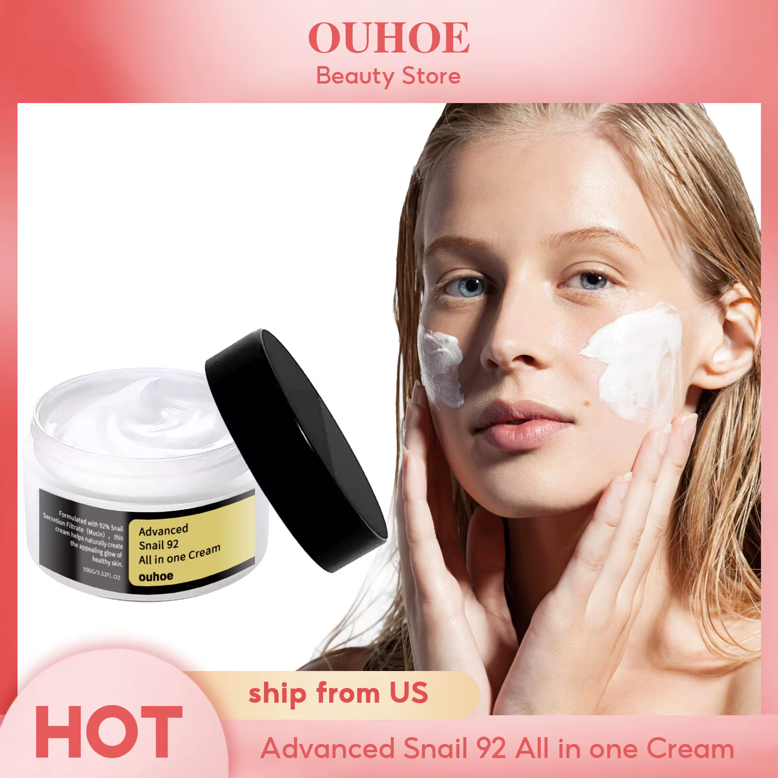 Crème pour le visage à la bave d'escargot E avancée, blanchissante, réparatrice, apaisante, peau sen