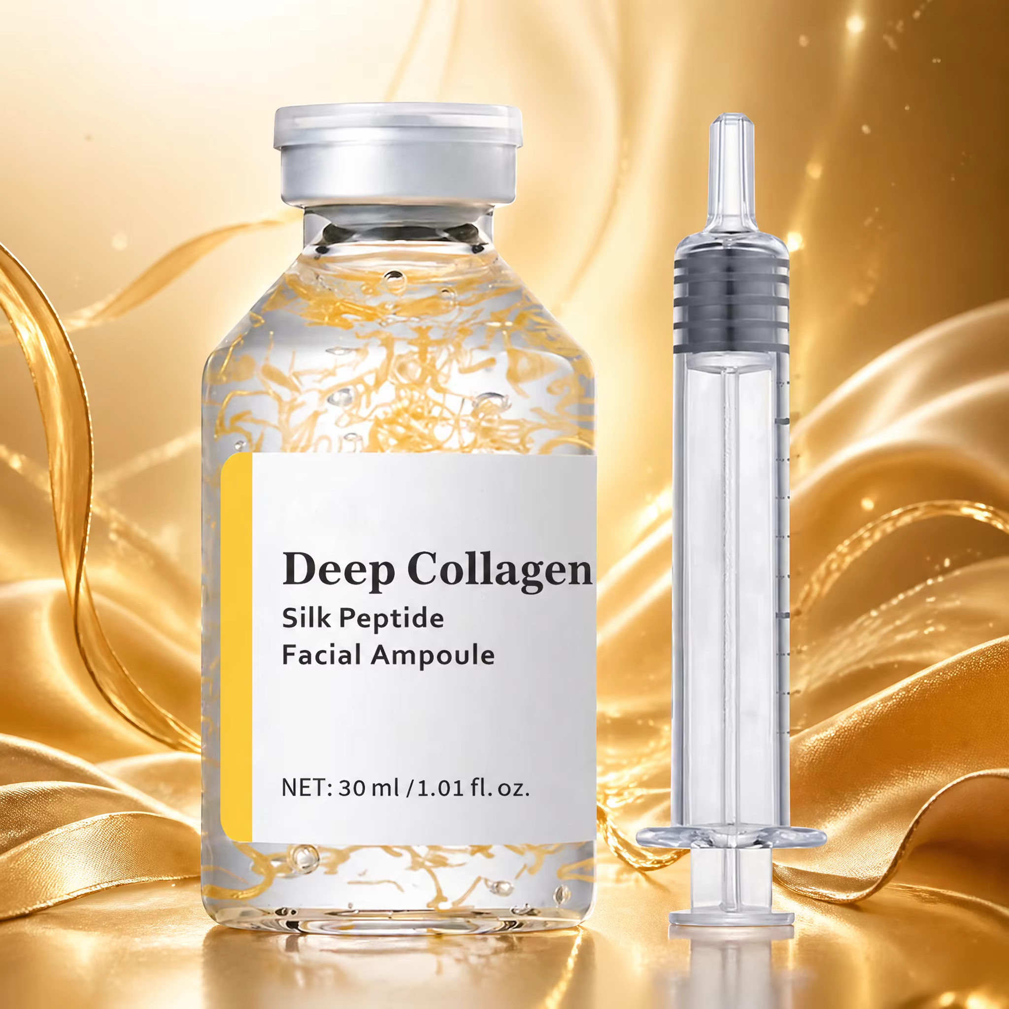 Essence faciale puissante au collagène et aux peptides de soie, hydratante et raffermissante, anti-â