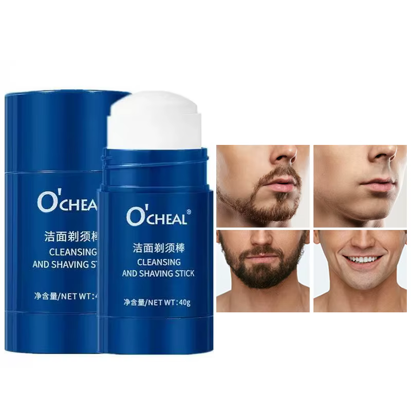 Ocheal 40g Gel nettoyant pour le visage bâton de rasage cheveux du visage pour hommes Gel de rasage