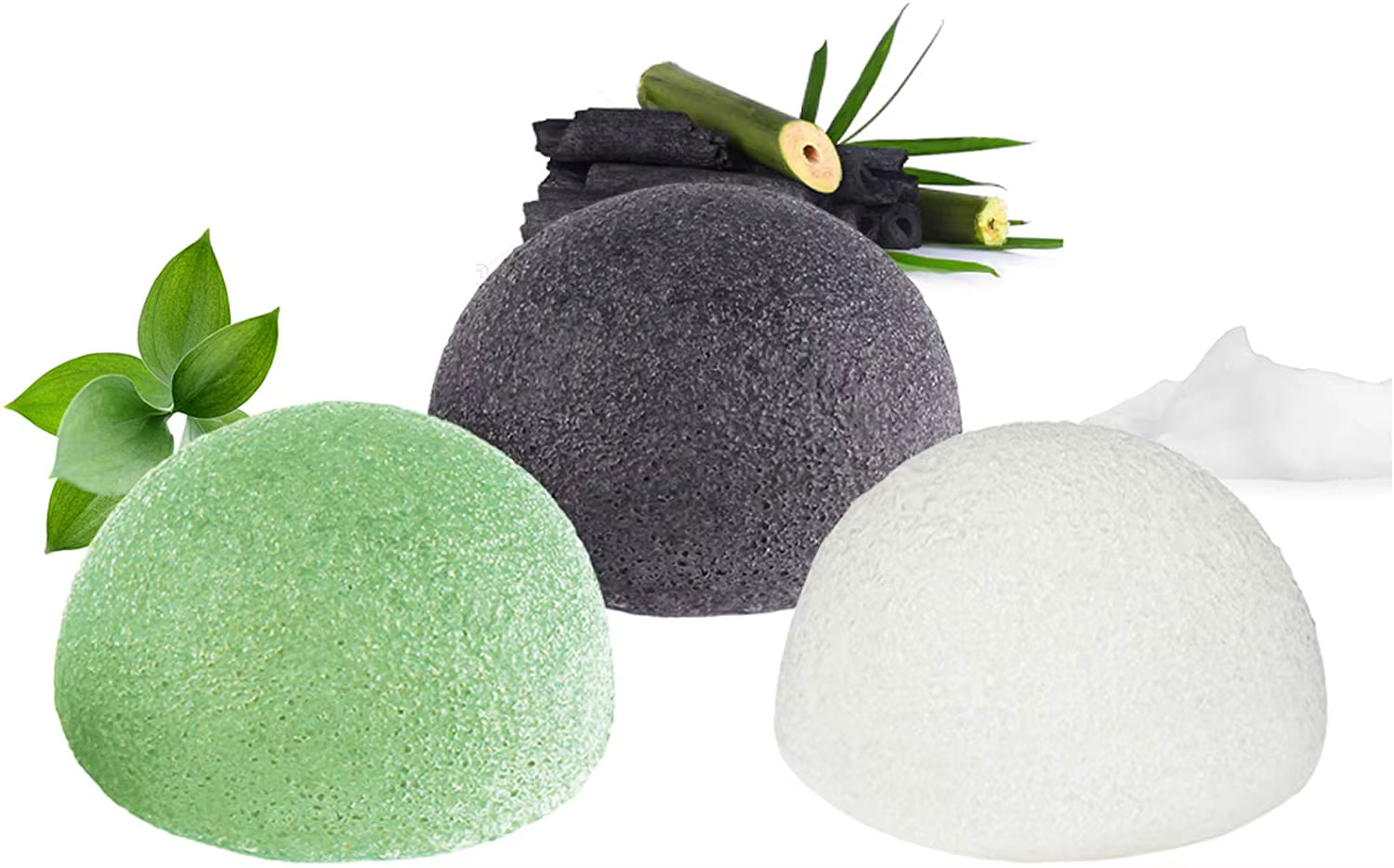 Éponge Konjac de nettoyage pour exfoliant le visage, 3 pièces, éponge naturelle bouffante, gommage,