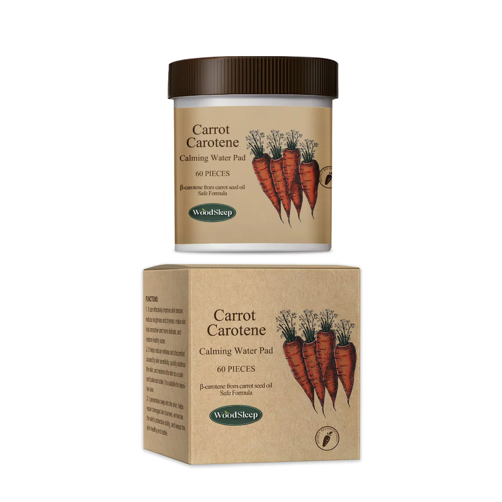 Coussinets apaisants caroténoïdes, réparation des dommages, hydratant, lissant, nourrissant, rafferm