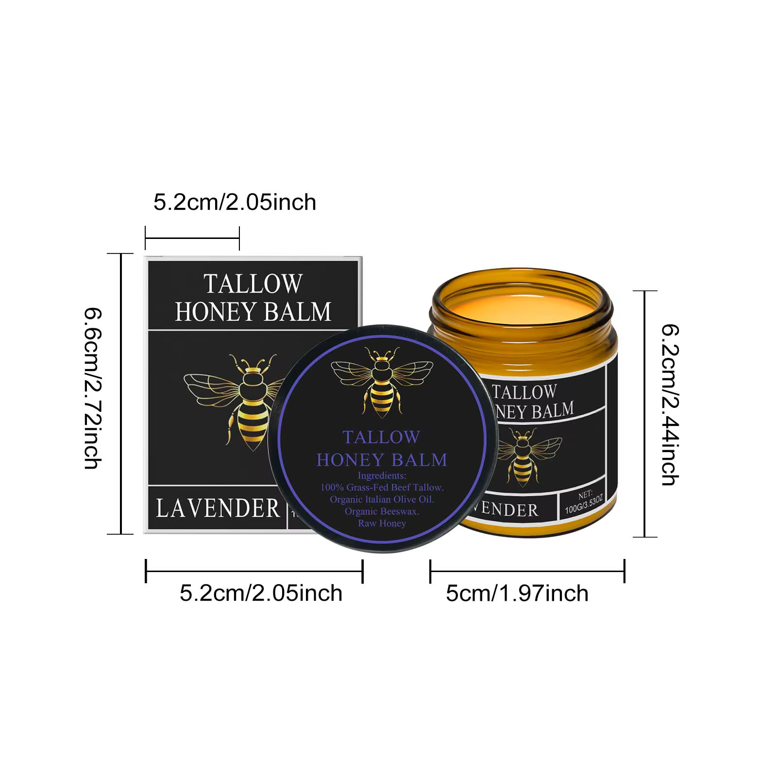 Crème au miel de Tallow de boeuf, hydratante, raffermissante, douce, lissante, apaisante pour la pea