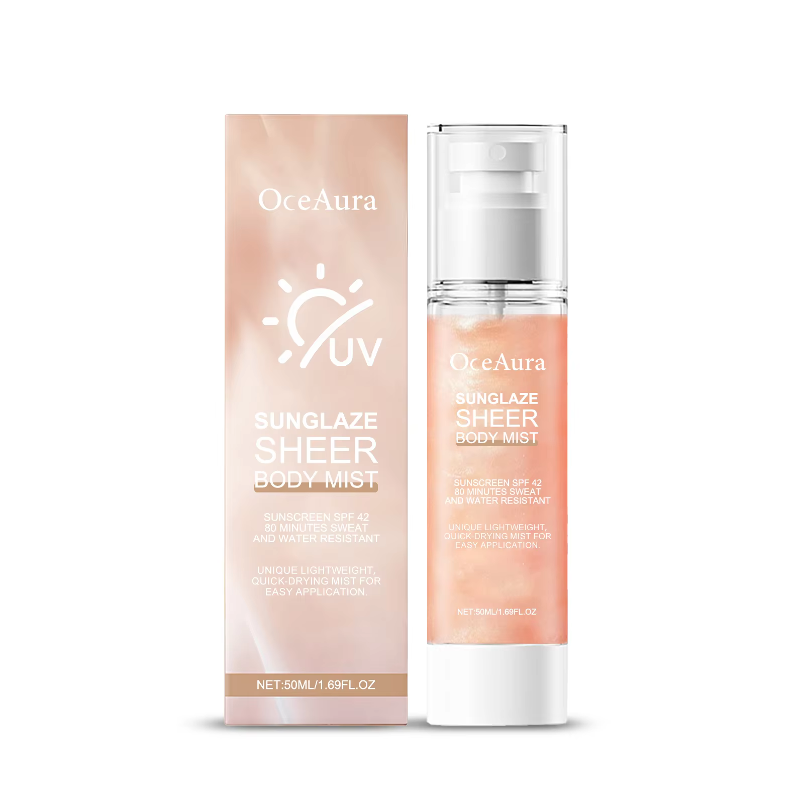 Spray solaire rafraîchissant SPF 50+ PA+++ Protection UV longue durée et hydratant illuminateur pour