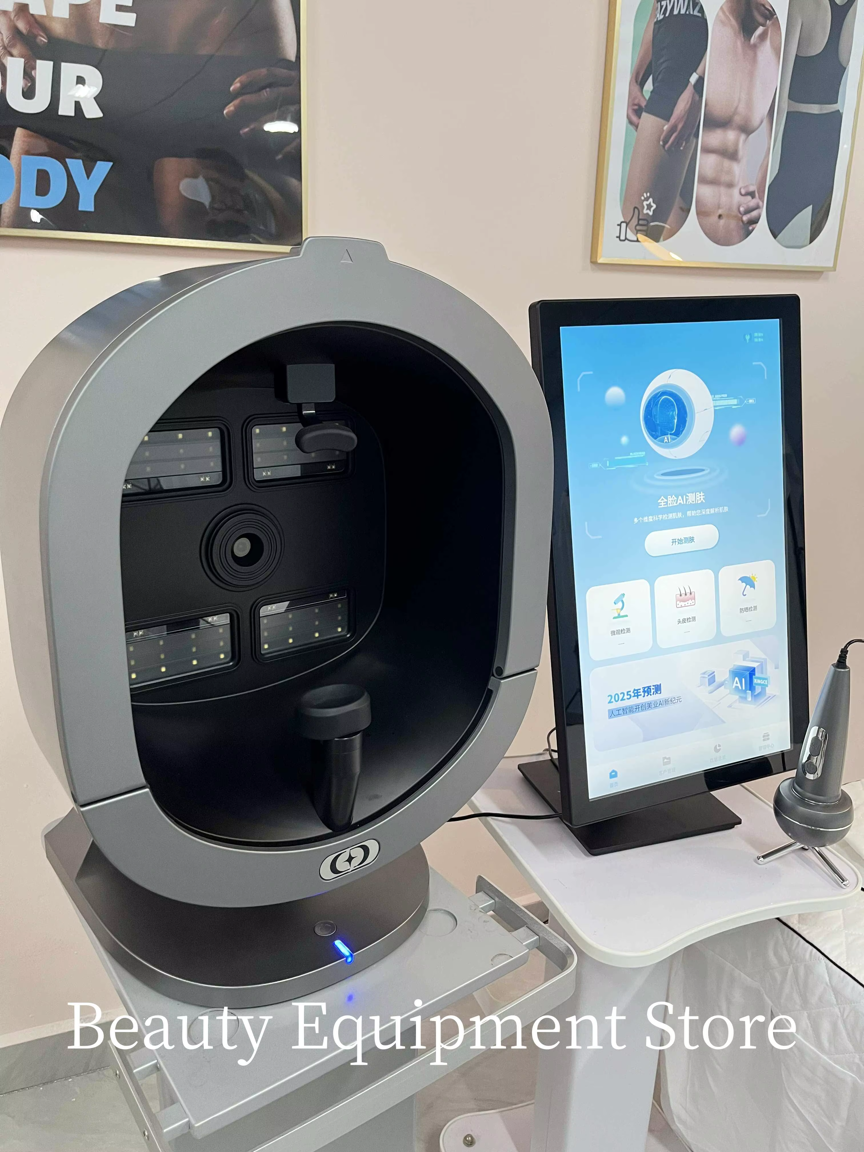 Analyseur de peau X5 AI à 8 spectres, scanner facial intelligent 3D, analyse UV de la peau et des ch