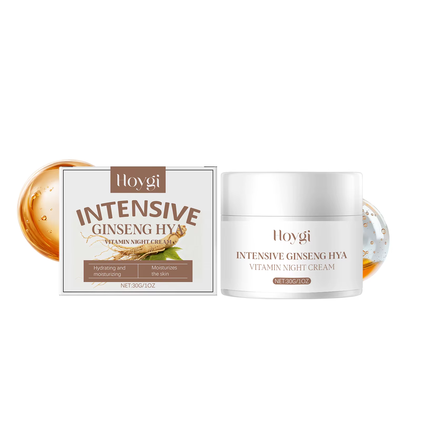 Crème de nuit au ginseng, crème pour le visage à l'acide hyaluronique, antioxydante, éclaircissante,