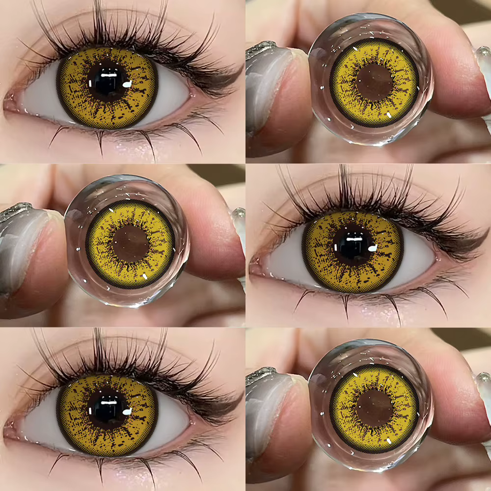 UYAAI Cosplay lentilles de contact de couleur maquillage d'halloween élèves colorés yeux jaunes Cont