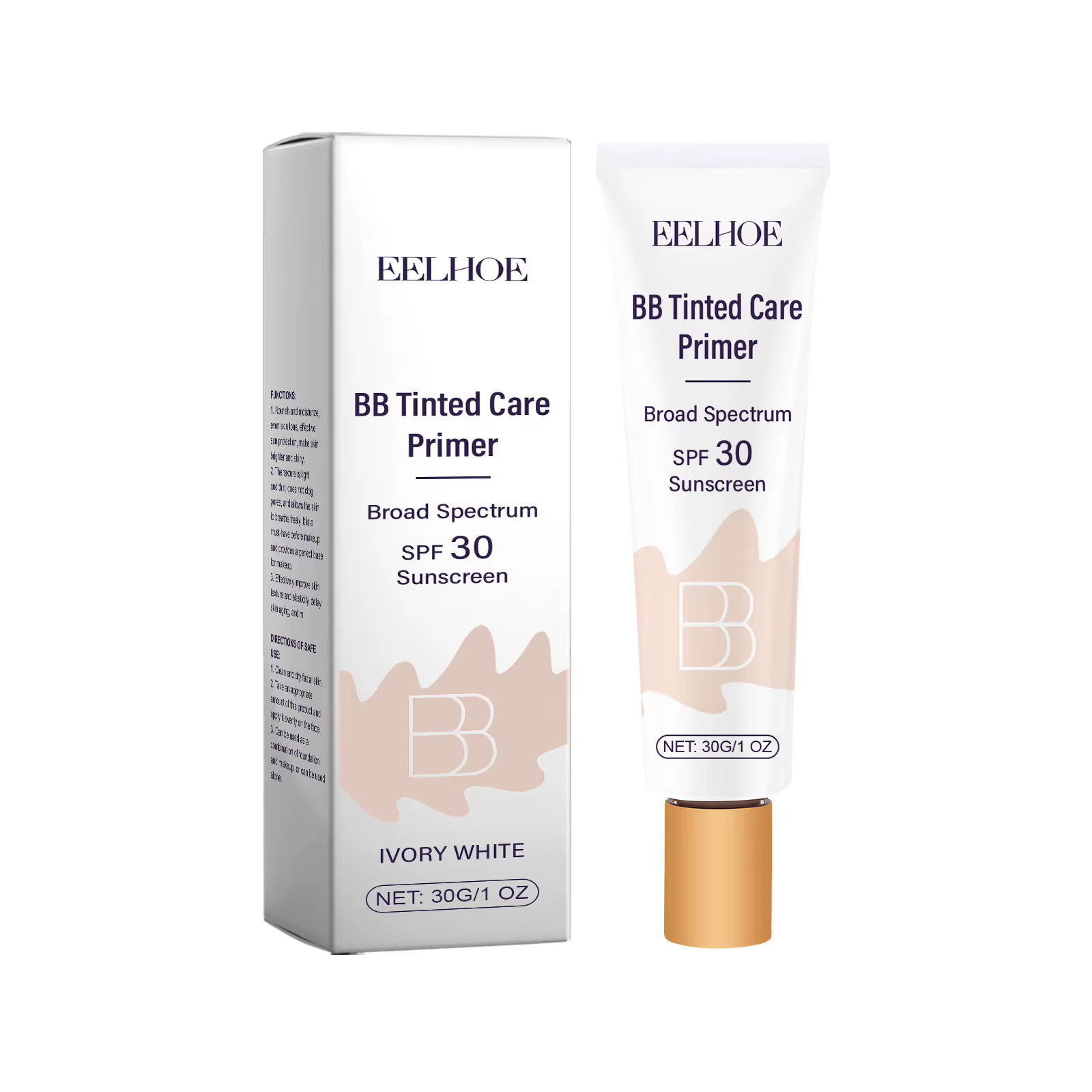 BB crème teintée avec SPF 30 couverture complète Pores invisibles acné éclaircissant Niacinamide maq