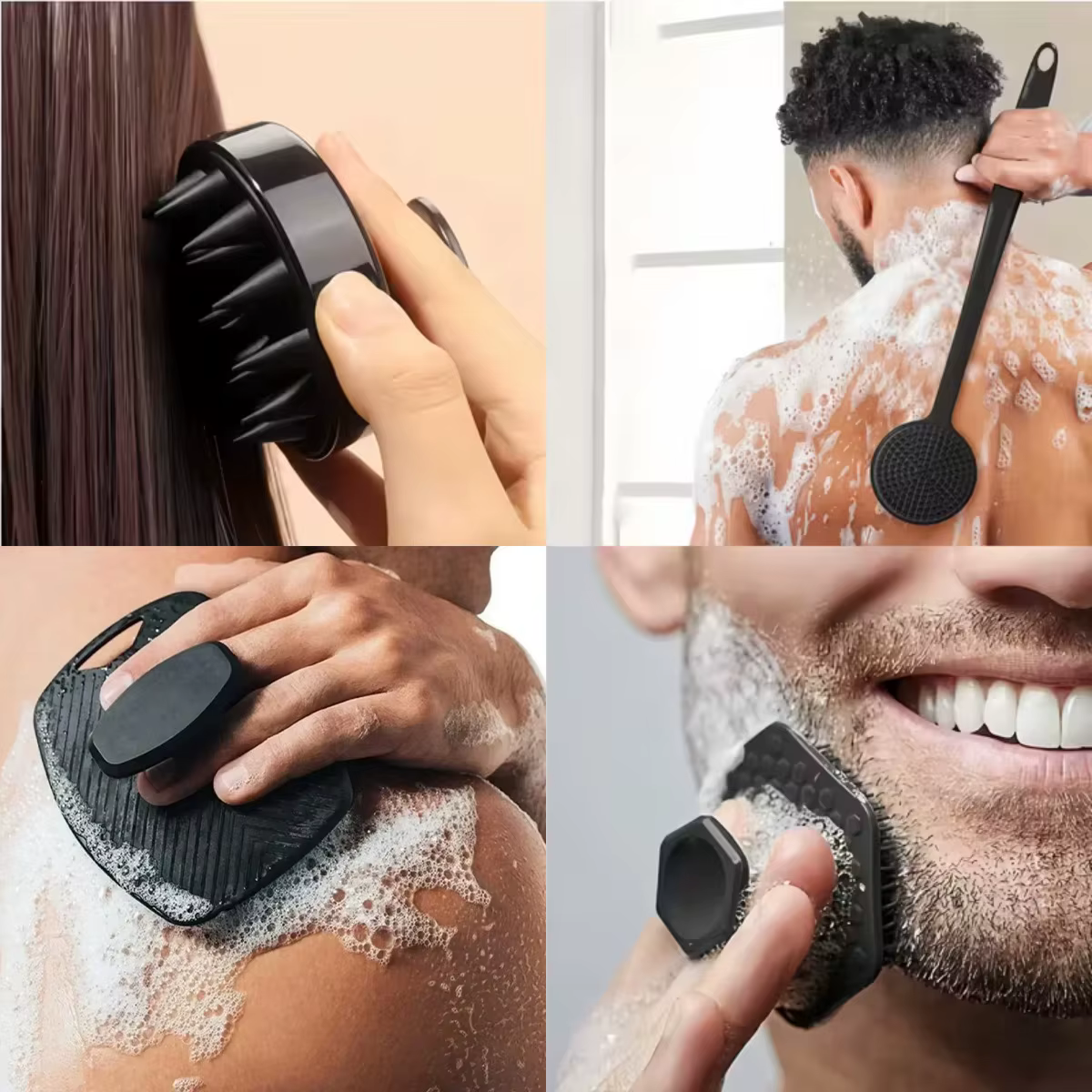 Ensemble de 4 brosses exfoliantes douces en Silicone pour le visage, douche douce, Massage et nettoy