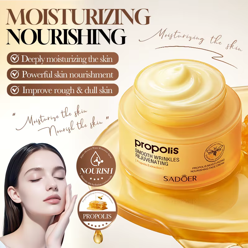 Crème pour le visage à la propolis, hydratante, nourrissante, lissante, adoucissante, rajeunissante,
