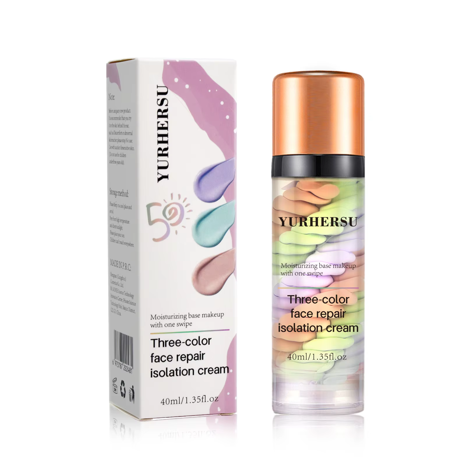 Crème anti-cernes à libération de presse à trois couleurs, crème éclaircissante pour base du visage,