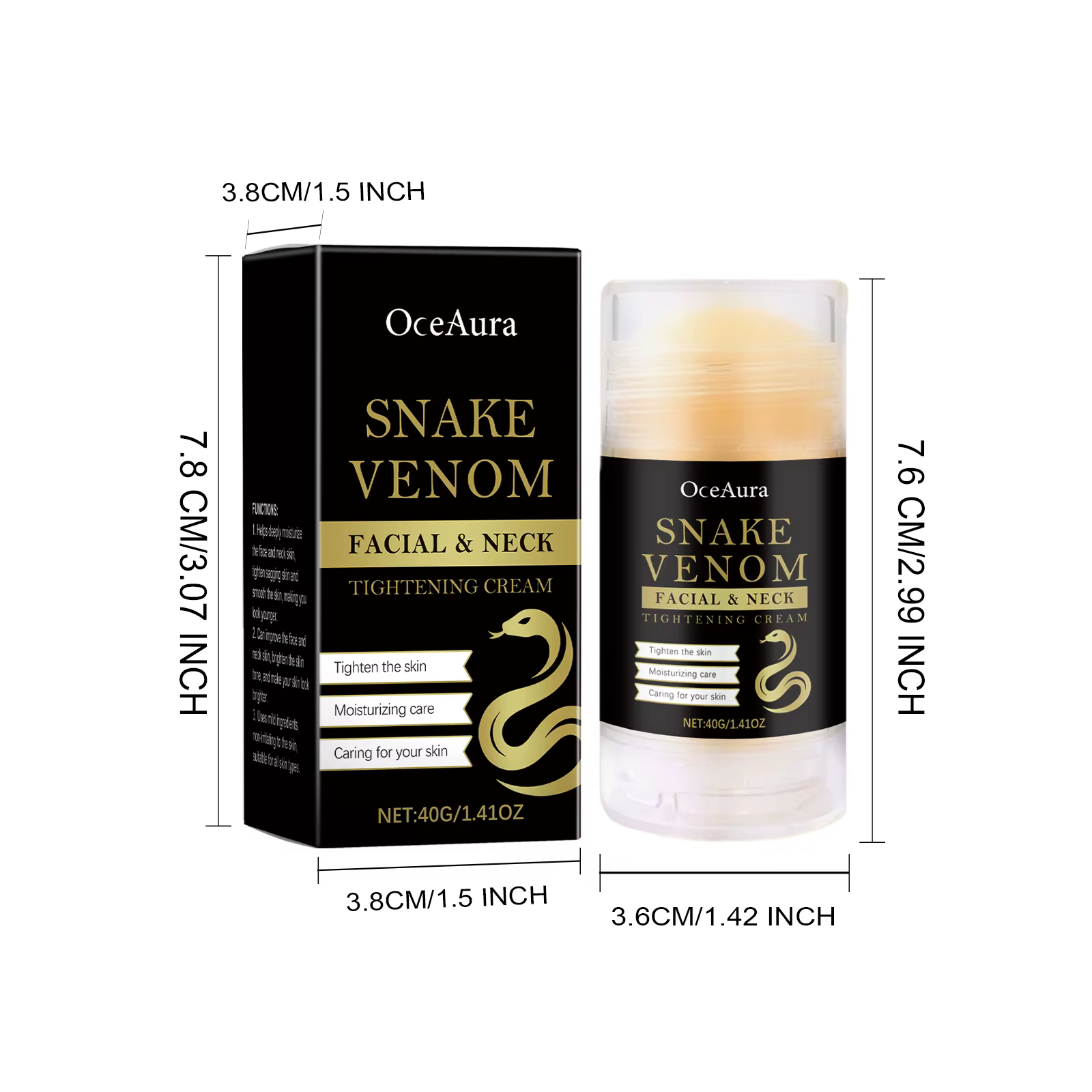 Bâton de soin du cou au venin de serpent, éclaircit les ridules, raffermissant, Lifting du visage, c