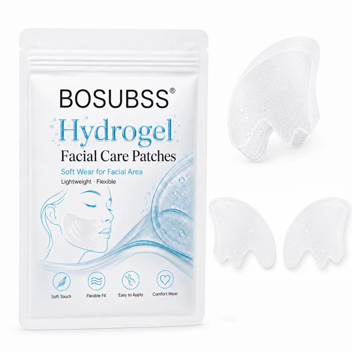 1 Paire de Patchs Hydrogel pour le Soin du Visage, Patchs pour les Joues et la Ligne du Menton, Idéa