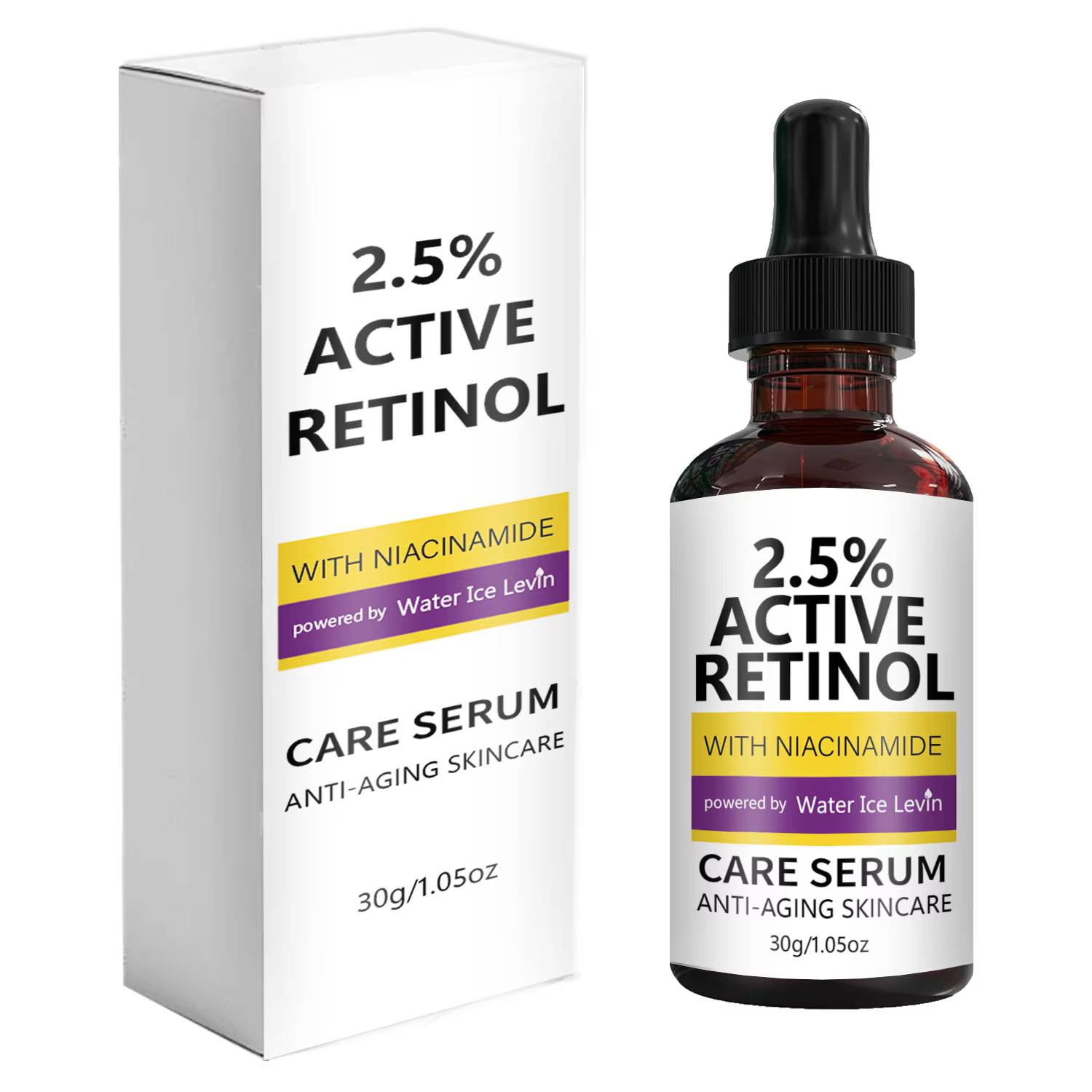 Sérum anti-âge au rétinol à 2,5 % avec niacinamide - Raffermissant, éclaircissant, infusé à l'acide 