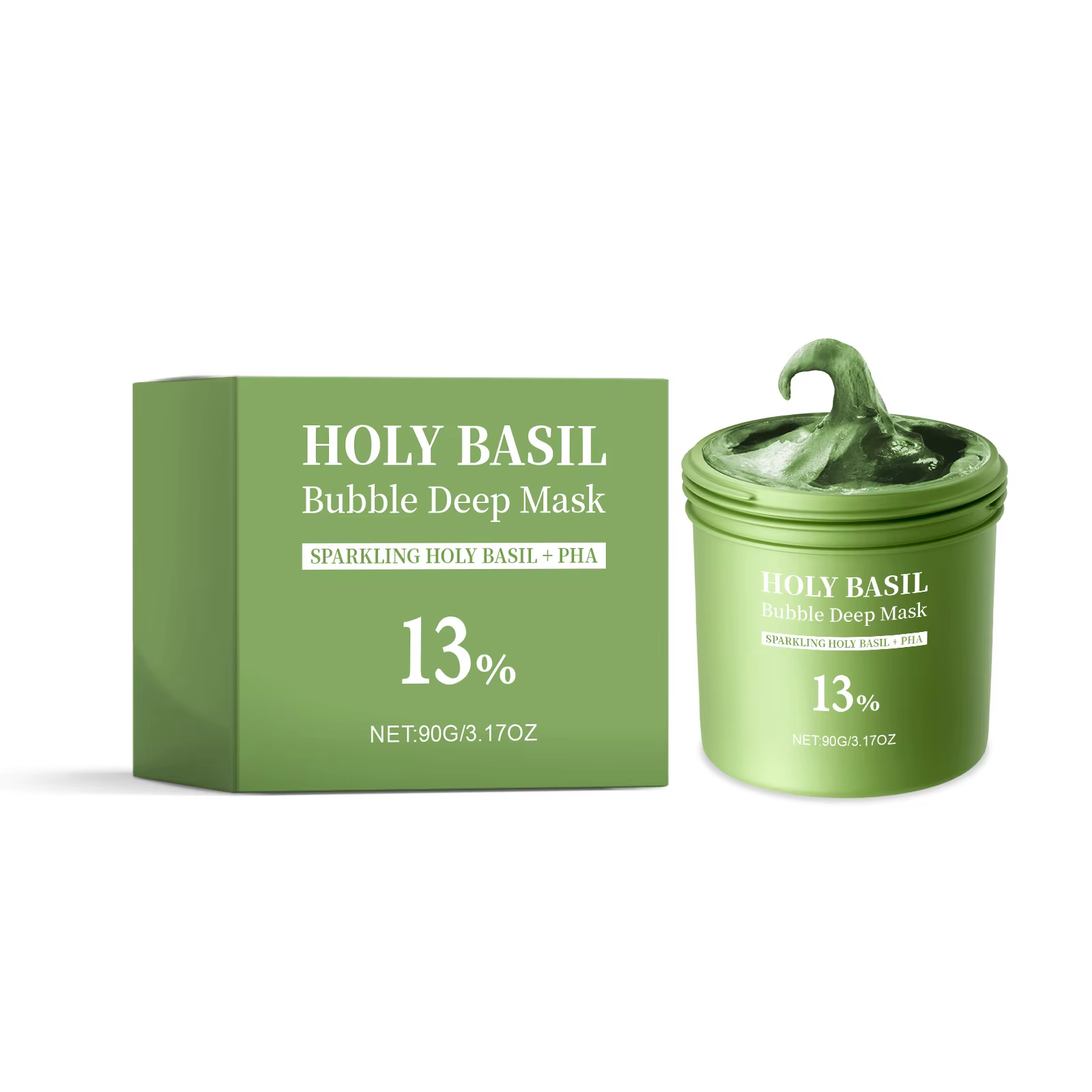Masque Nettoyant Moussant au Basilic Exfoliant Anti-Points Noirs Resserre les Pores Hydratant Contrô