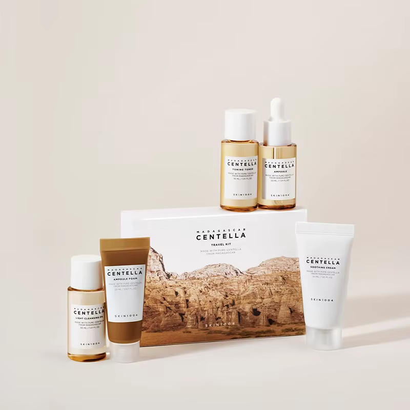 Centella – Kit de voyage, Ampoule de Toner, crème apaisante, huile nettoyante, Ampoule en mousse, bo