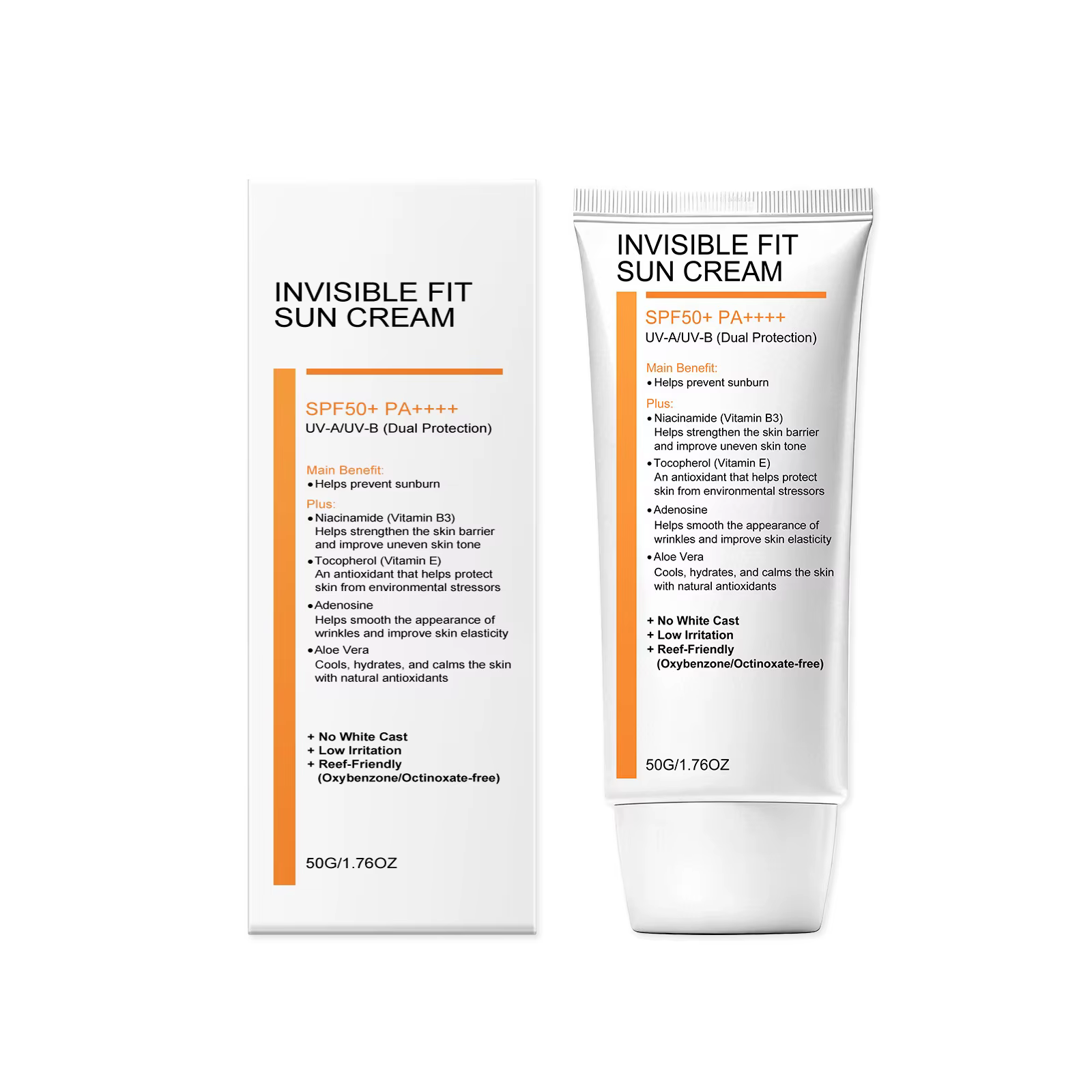 Crème solaire pour la peau SPF50+ à la niacinamide, hydrate, réduit les ridules, isolation UV, renfo