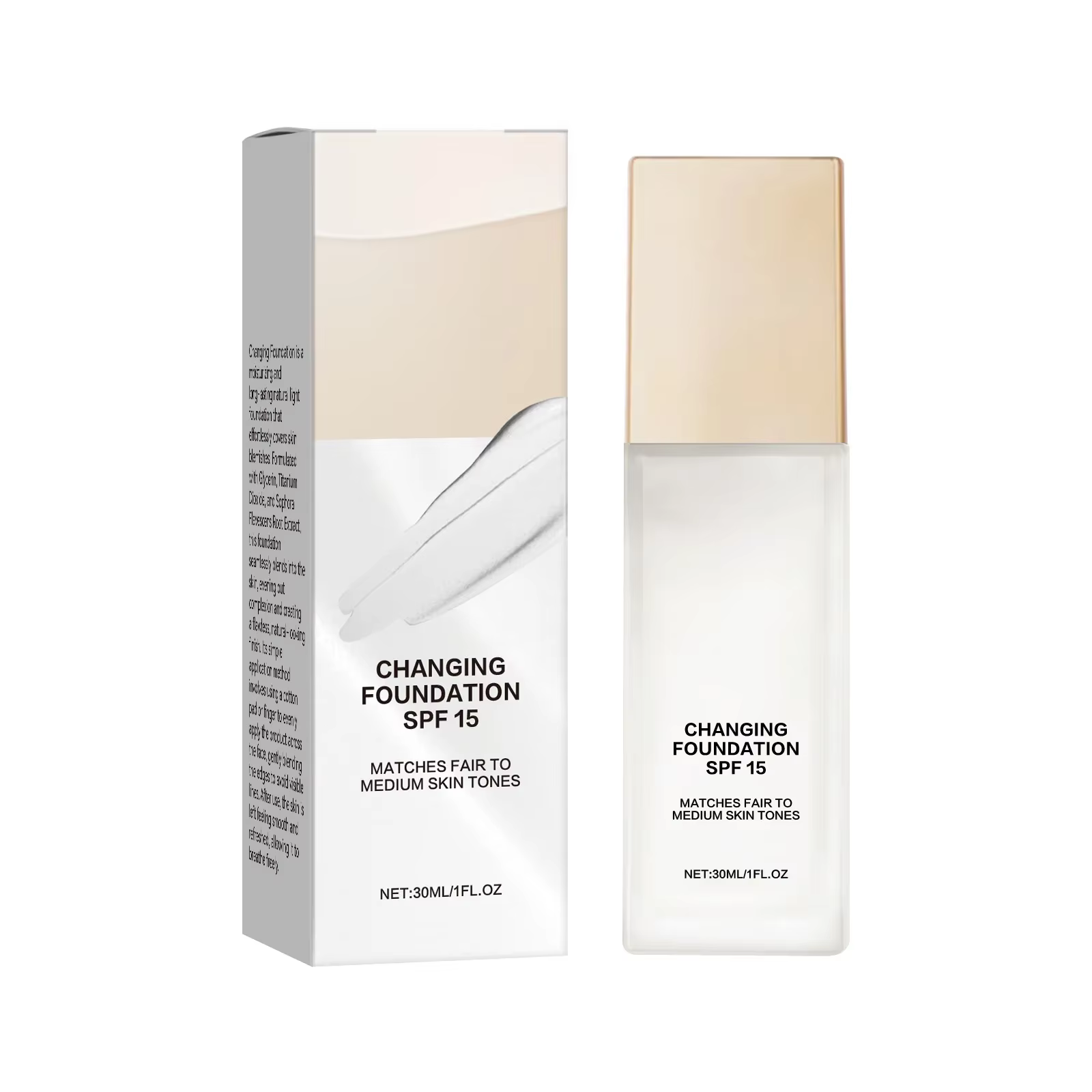 SPF15 Fond de teint léger à l'acide hyaluronique Un maquillage liquide hydratant qui propose une cou