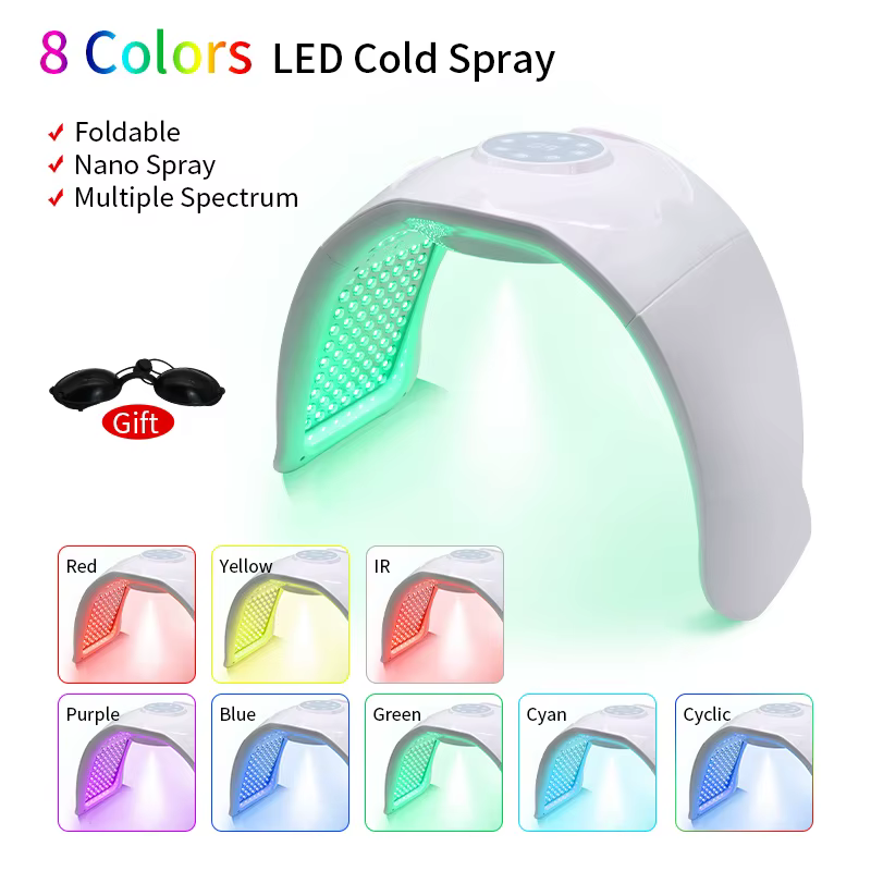 PDT Led masque Facial 8 couleurs Photon Facial Lifting photothérapie visage moteur à vapeur visage S