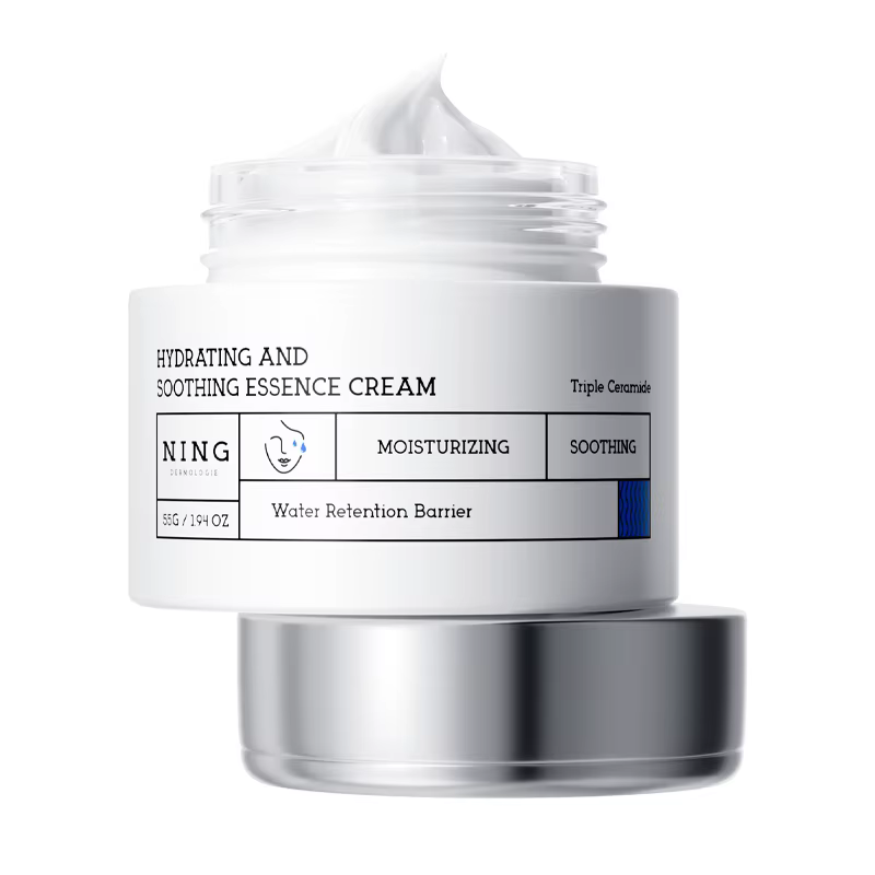 Crème hydratante à l'essence apaisante – Collagène, céramides, acide hyaluronique et extraits de pla