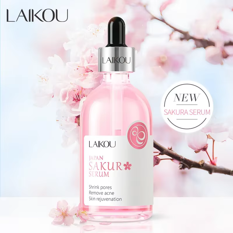 LAIKOU Solution d'essence de fleur de cerisier ou de rose Soins du visage hydratants Éclair Serrer H