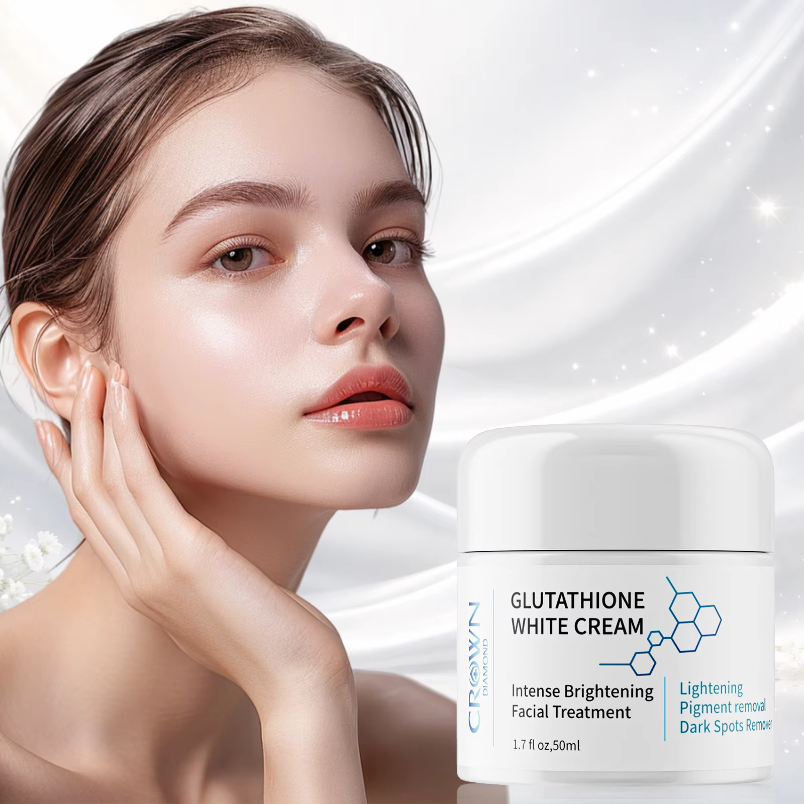 Crème éclaircissante naturelle au glutathion pour le visage, soin anti-taches, anti-mélasma, anti-mé