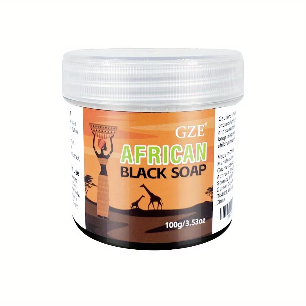 GZE Savon noir africain nettoyant 3 en 1 pour le visage, les cheveux et le corps – nettoie et hydrat