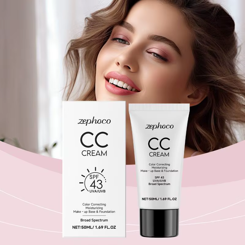 CC Cream SPF 43+ Couvrance Totale Contrôle du Sébum Unifie le Teint Anti-UV Imperméable Correcteur F