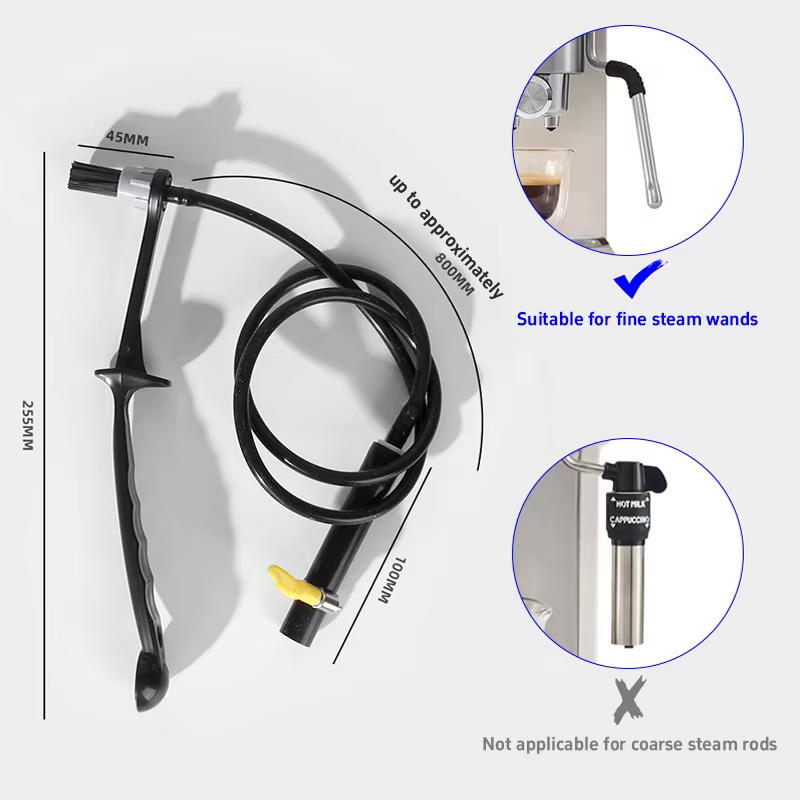Brosse de nettoyage à la vapeur pour machine à café, outil de nettoyage détachable anti-brûlure, éli