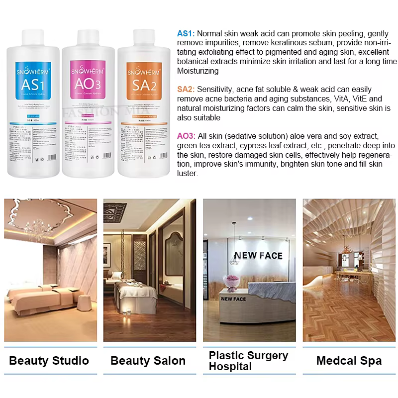 Solution Aqua Peel AS1 SA2 AO3, 3 pièces/1200ml, Dermabrasion pour le visage, soins de la peau, nett
