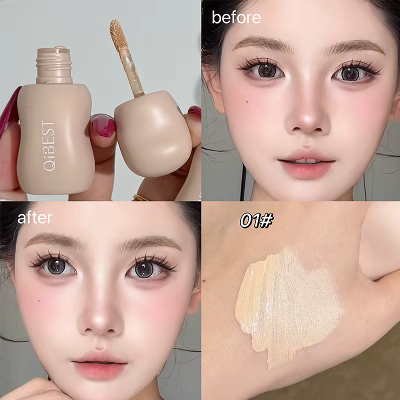 QIBEST – crème anti-cernes liquide naturelle, 4 couleurs, hydratant, imperméable, couverture contre 