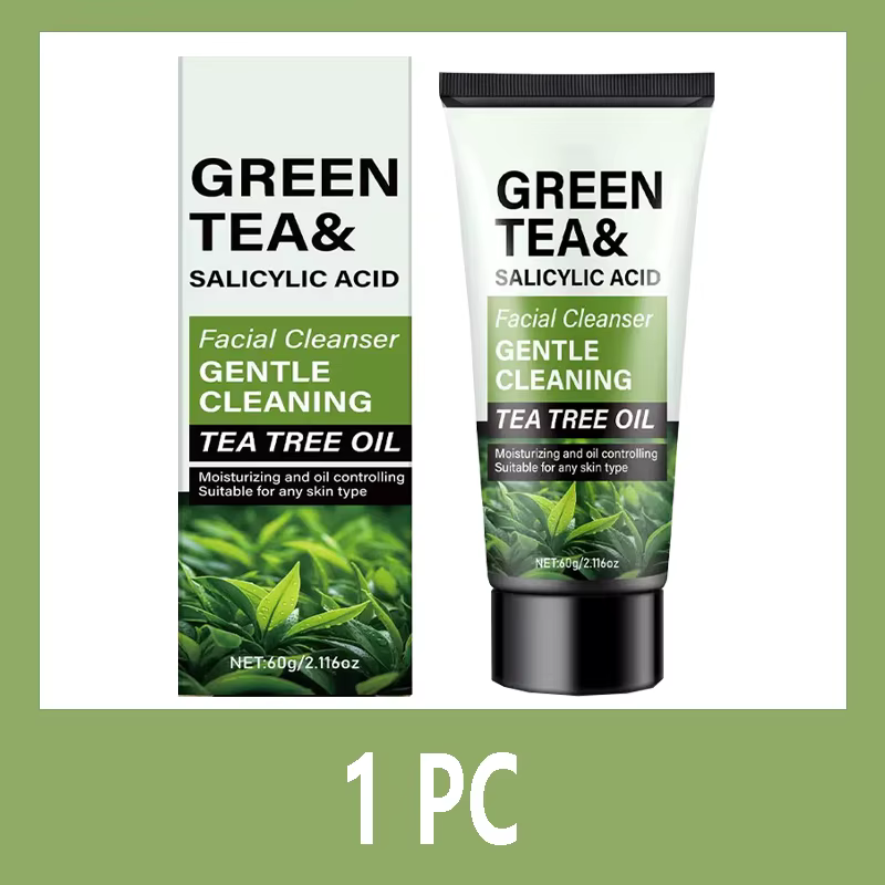 Nettoyant visage pour homme 60g - Thé vert & Acide salicylique, Nettoyage en profondeur, Contrôle du