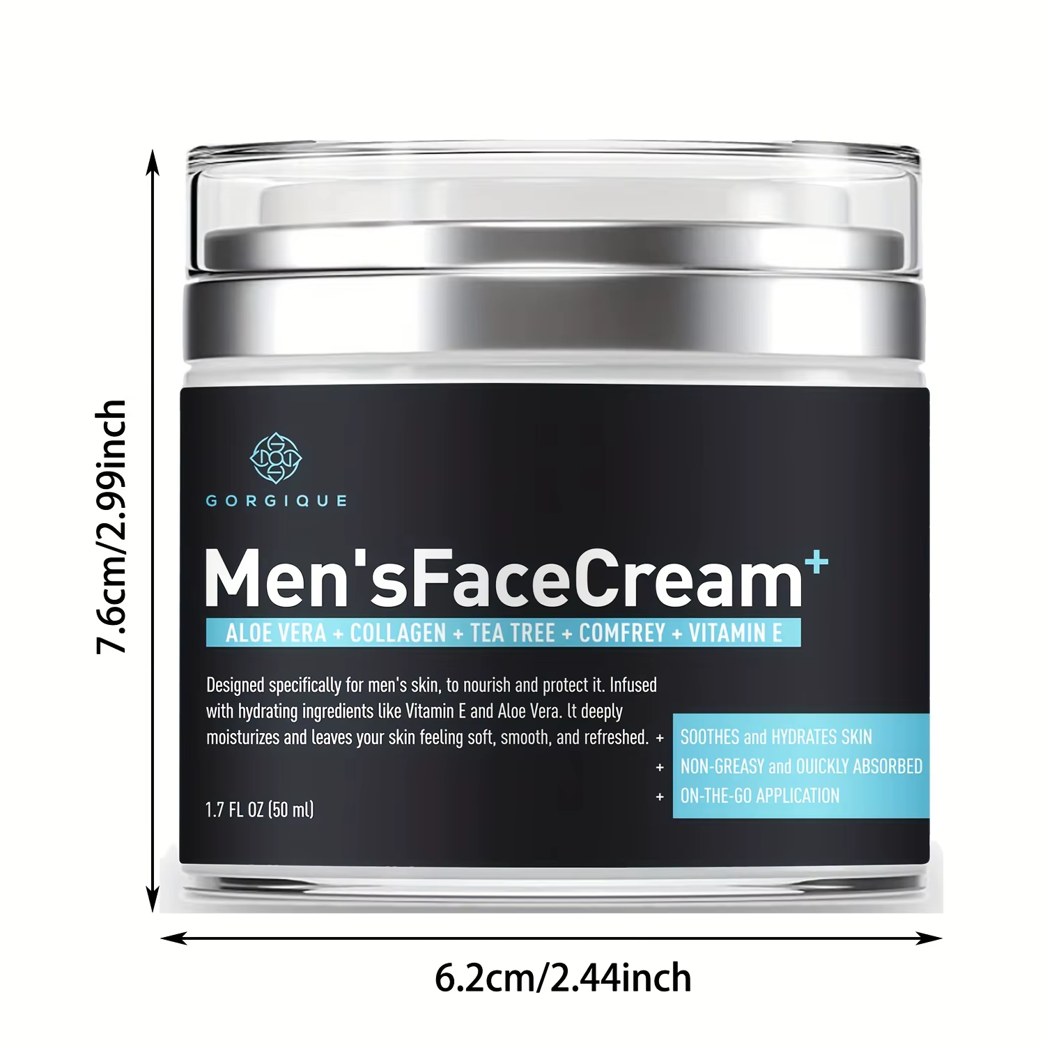 Crème hydratante pour le visage pour hommes, acide hyaluronique, collagène, vitamine E