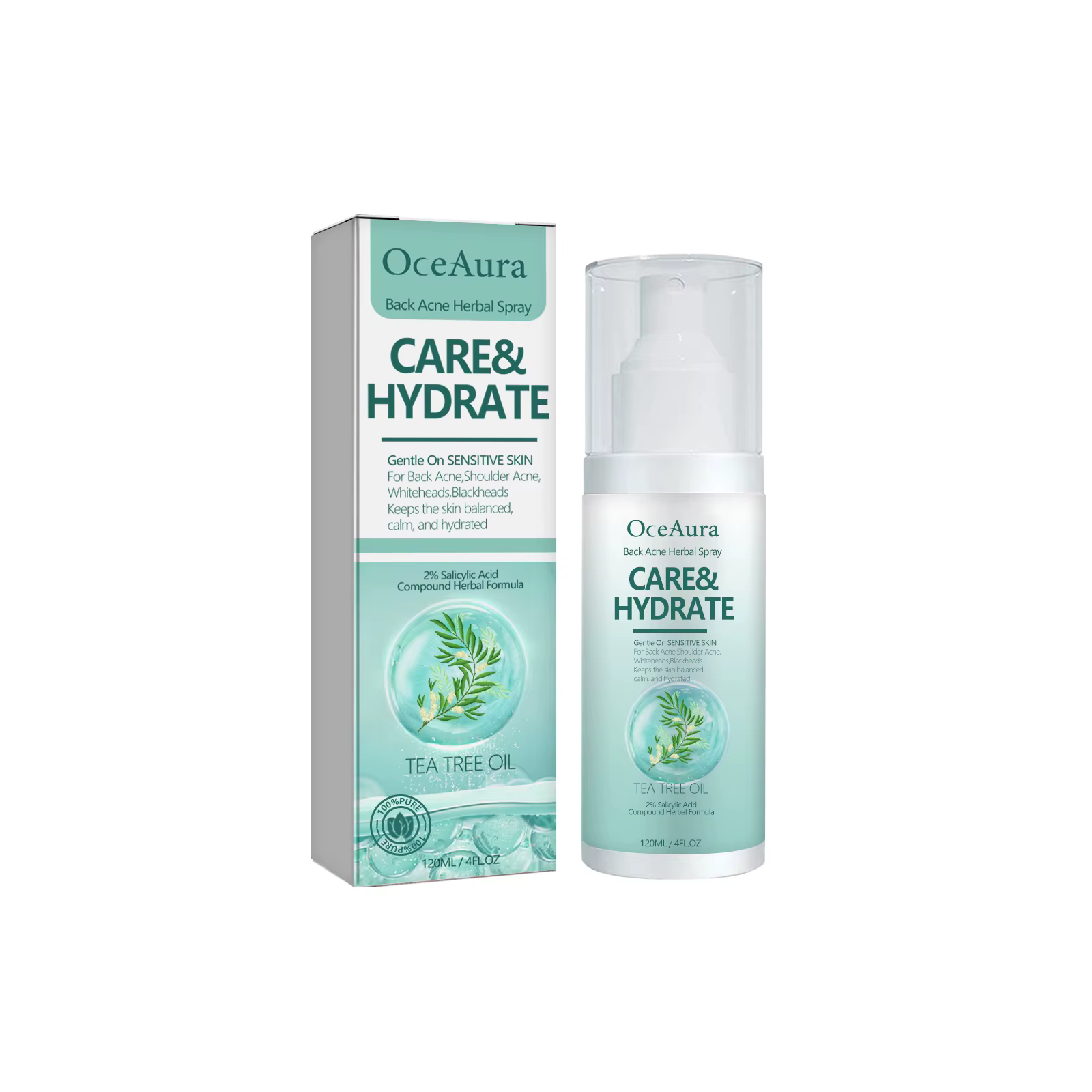 Spray dissolvant d'acné à base de plantes, traitement des boutons du dos et des épaules, points noir