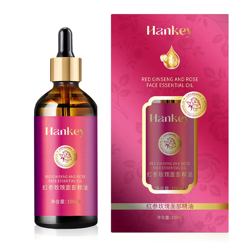 Huile de rose pour le visage à l'extrait de ginseng rouge, sérum facial anti-âge, éclaircit l'hydrat