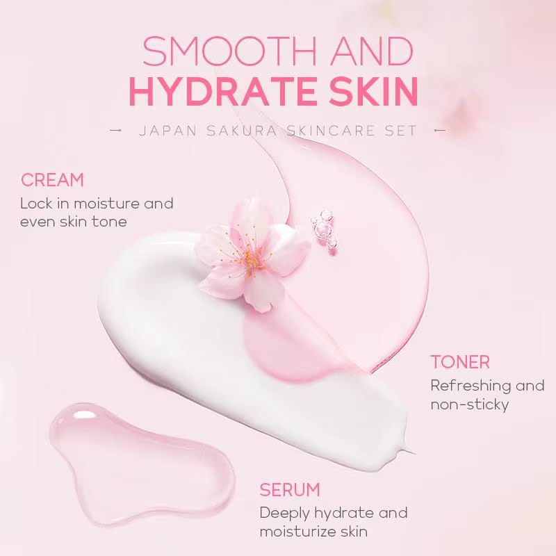 Sakura-Ensemble de soins de la peau pour femmes et filles, kit de nettoyage en profondeur, hydratant