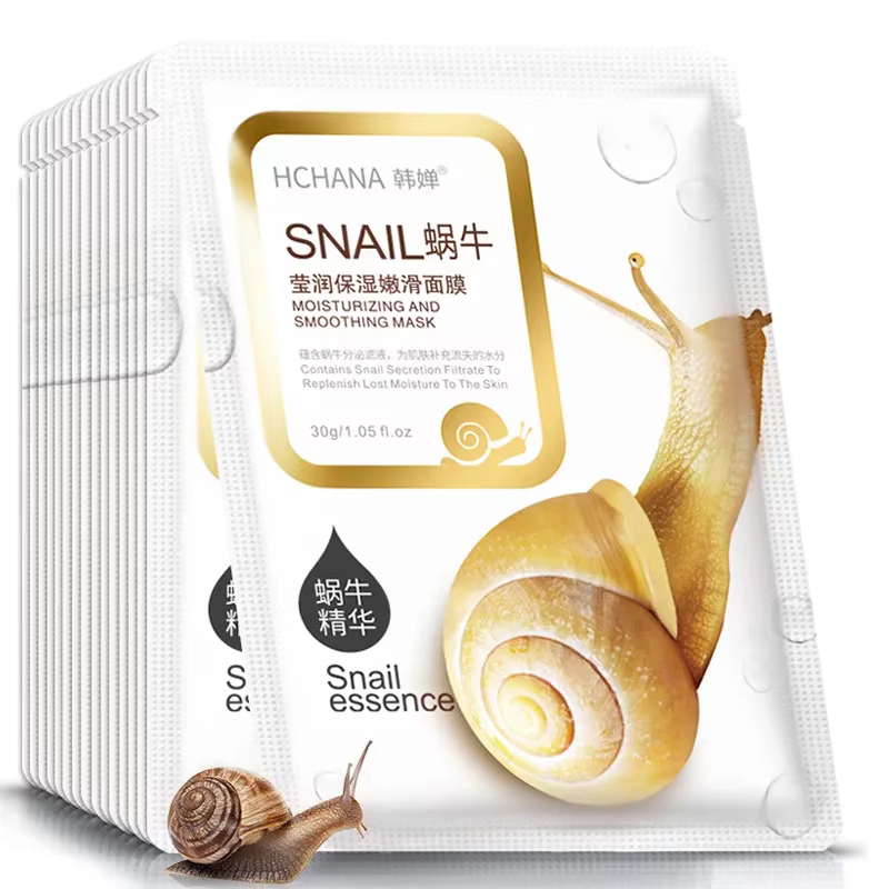 Masque Facial hydratant d'escargot, 10 pièces, réapprovisionnement, contrôle du sébum, feuille pour