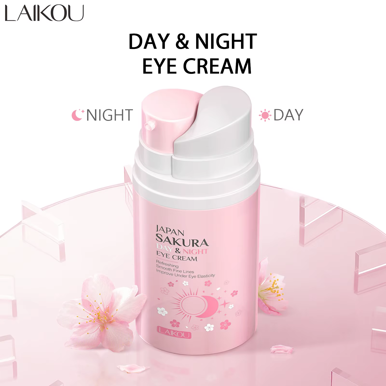 LAIKOU-Sakura Eye Cream, Dark Cowcles, Anti Eye Bags, Sérum hydratant jour et nuit, ReLabels, Raffer