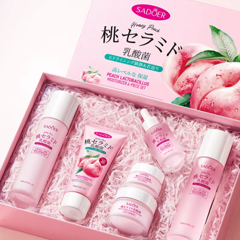 Coffret de soins pour la peau Peach Skincare, coffret cadeau pour le soin du visage, contient de la 