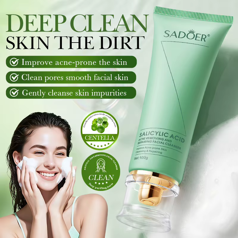 SADOER Nettoyant Visage à l'Acide Salicylique et à la Centella, Mousse Nettoyante pour le Visage, Él