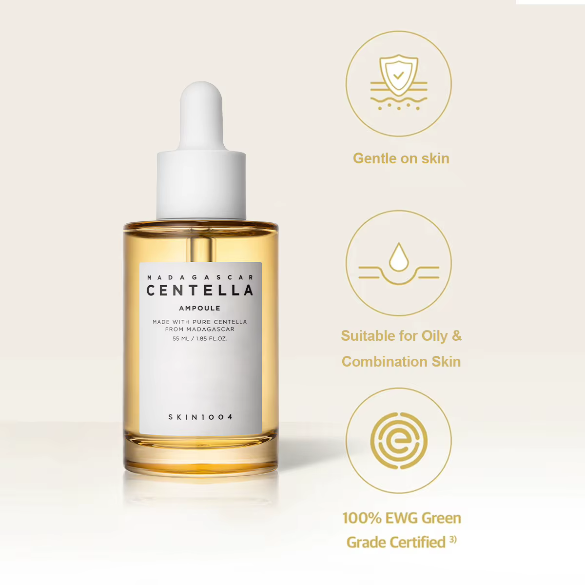 SKIN1004 Ampoule à la Centella de Madagascar 55ml, apaisante et régénérante, calme les rougeurs, lég