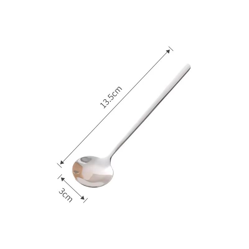 Cuillère en acier inoxydable épaisse à Long manche, cuillères à soupe rondes, crème glacée, Dessert,