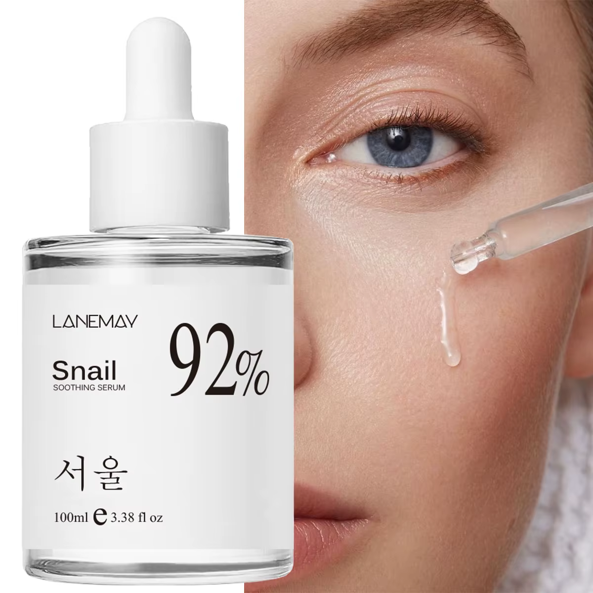 Sérum Visage Apaisant à l'Essence de Bave d'Escargot 92% 100ml – Soin Hydratant et Nourrissant Tout-