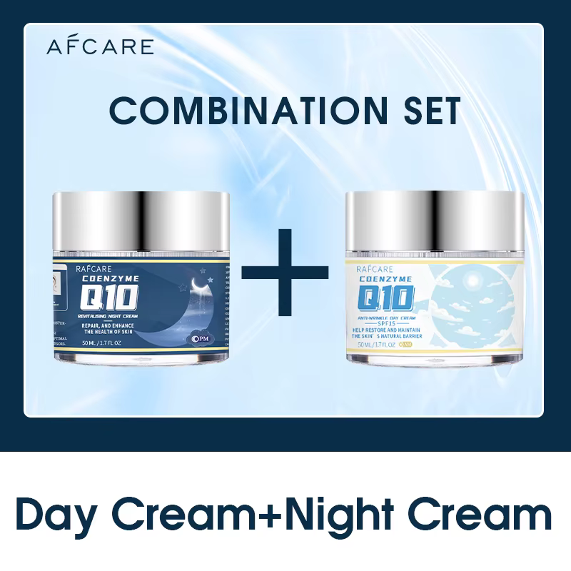 Ensemble de crèmes anti-âge jour et nuit au coenzyme Q10 avec vitamine E, crème hydratante anti-ride