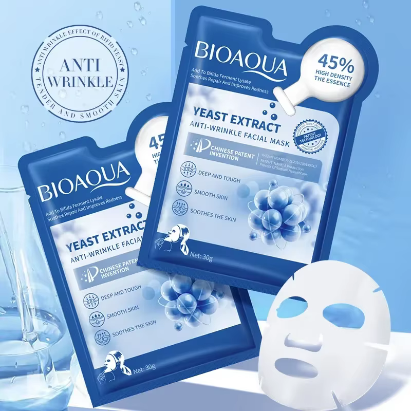 BIOAOUA-Masque facial anti-rides à la levure bifide, 12 pièces, soin de la peau, hydratant, anti-âge