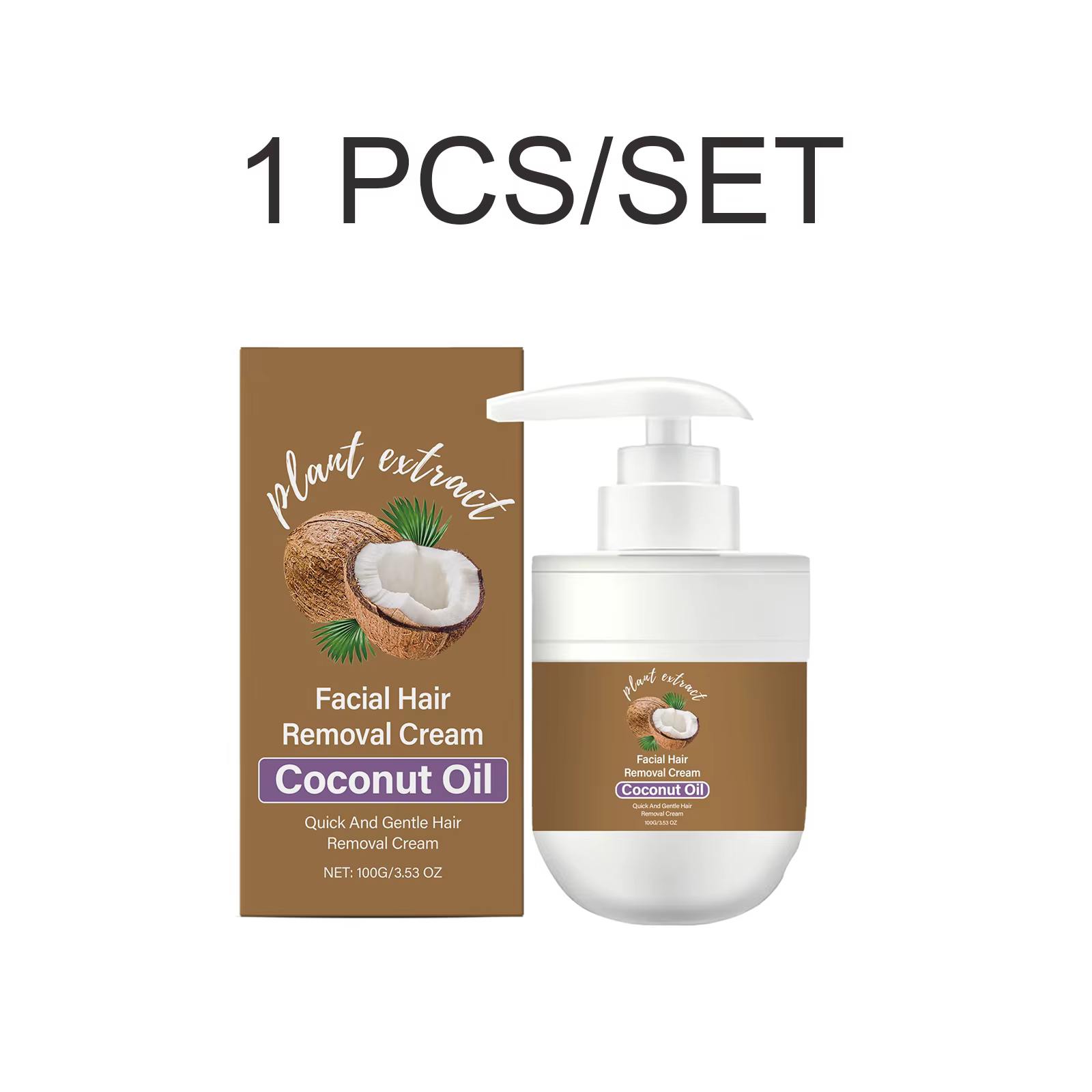 Crème dépilatoire à l'huile de coco pour le visage, épilation rapide, sans douleur, nourrissante, pe