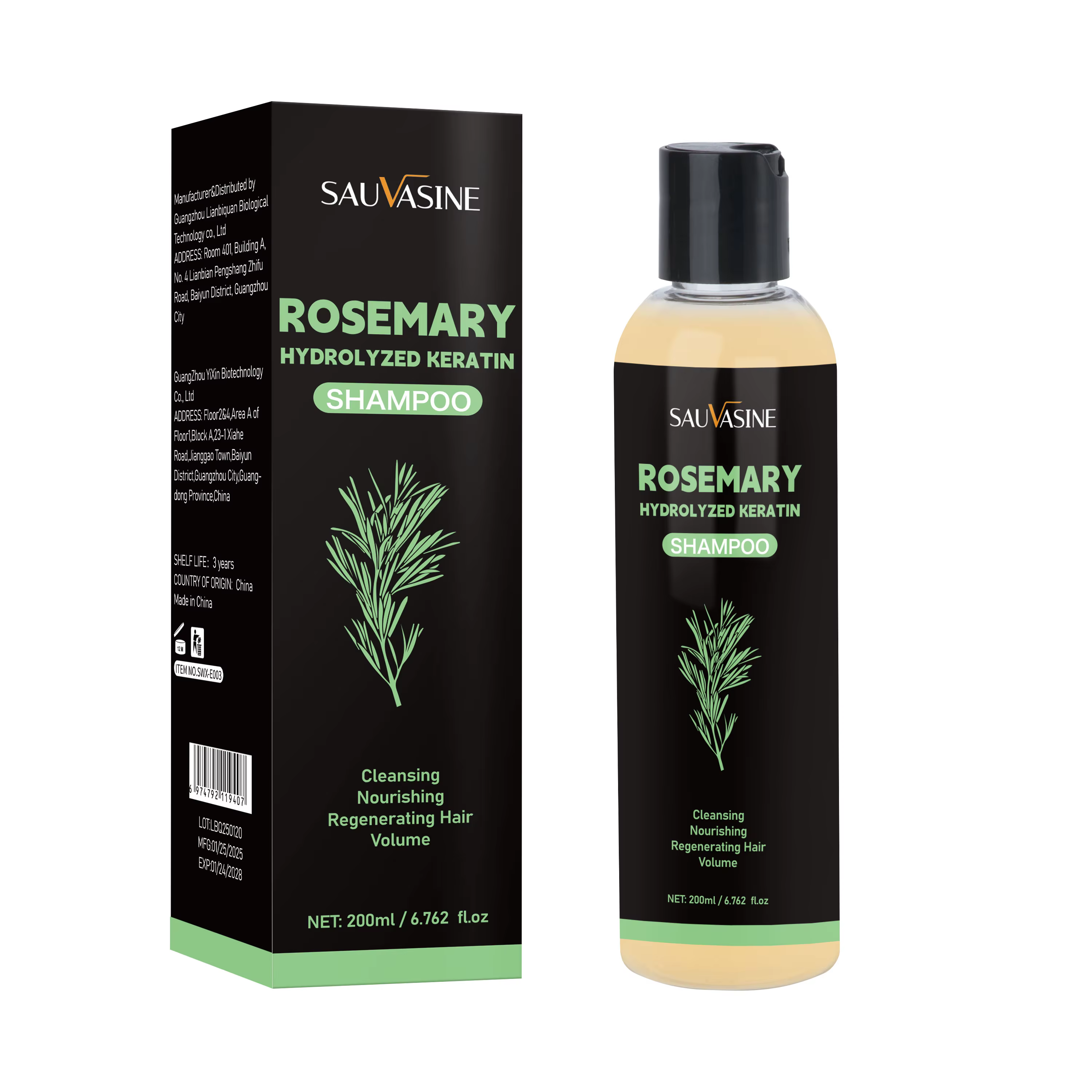 Shampoing au romarin biologique pour la croissance des cheveux, shampoing naturel épais et fortifian